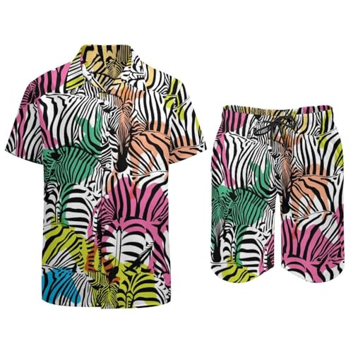 Chemise Hawaïenne Homme Ensemble Imprimé Chevaux Multicolores