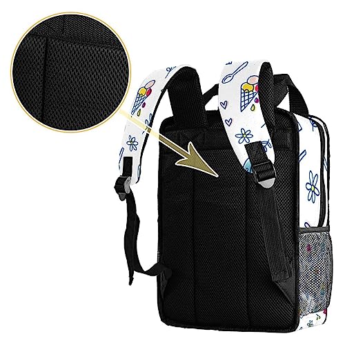 Sac à dos pour garçons motif crème glacée blanc multicolore ajustable - 4