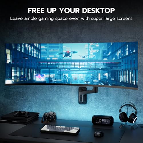 ARES WING 17-49 Inch Monitor Wall Mount Bracket for Computer TV Screens Adjustable Gas Spring Single Monitor Arm Support 44lbs，Height Adjustable，Tilt Swivel Rotate, VESA 75/100 mm，Black - Image 3