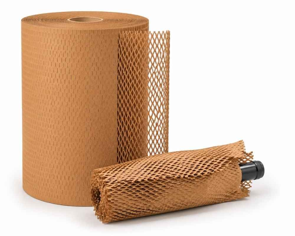 Wabenpapier Rolle 40cm x 250m Packpapier | 80g/m² Kraftpapier | Stoßdämpfendes Polsterpapier | 100% plastikfrei & recyclebar | Verpackungsmaterial für Gewerbe & Versand (1)