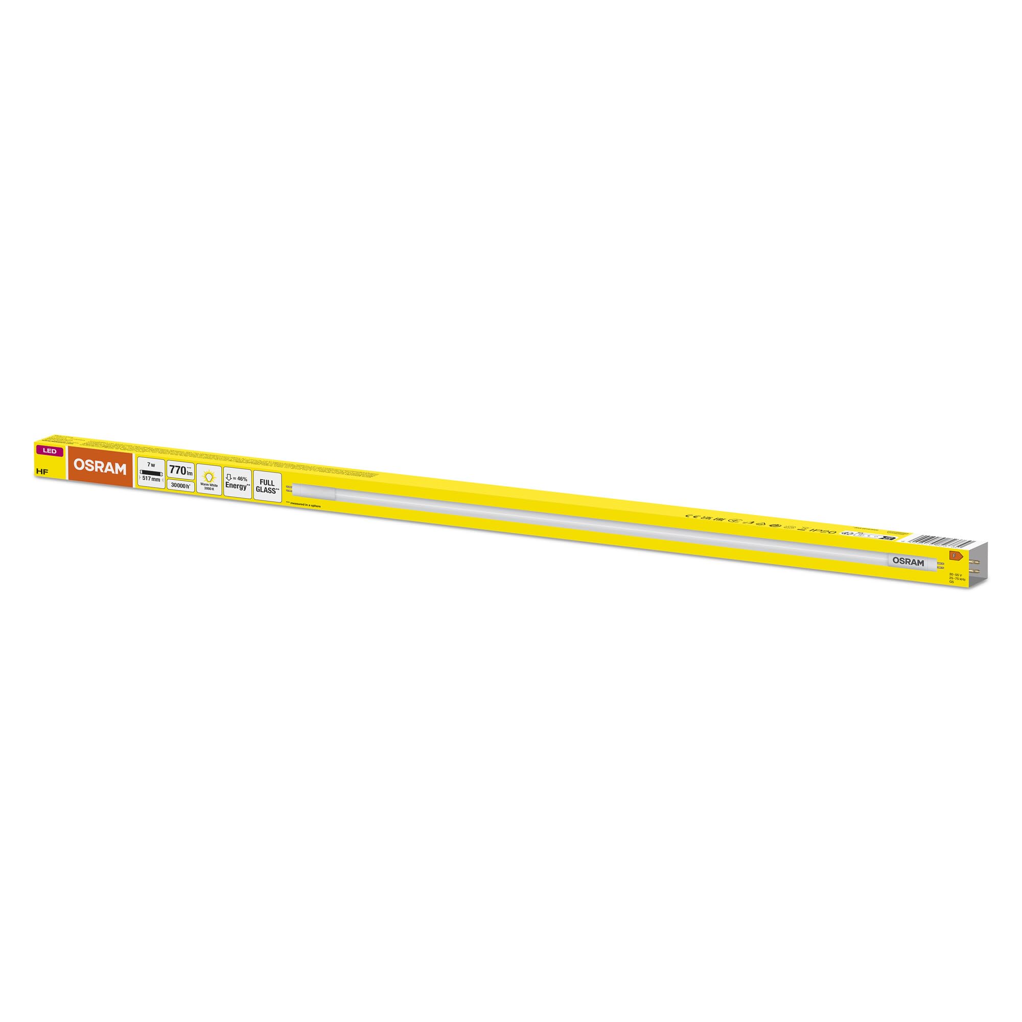 OSRAM LED T5 Hf L13 Krótki 517 mm, Liniowa Rurka LED, 7W, 770LM, 3000K, Ciepłe Białe Światło, Wymiana LED dla Klasycznych Rur Fluorescencyjnych T5 z Gniazdem G5, Długa Żywotność