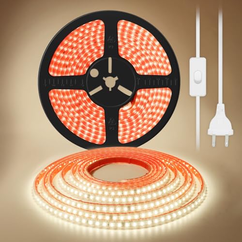 Image of White LED Strip Light Waterproof LED Light Strip AC 110-130V 5 Meter LED Tape Light 16.4 Foot 120 LEDs /M Flexible Adhesive Strip Lighting 4000K for Under Cabinet Outdoor Indoor