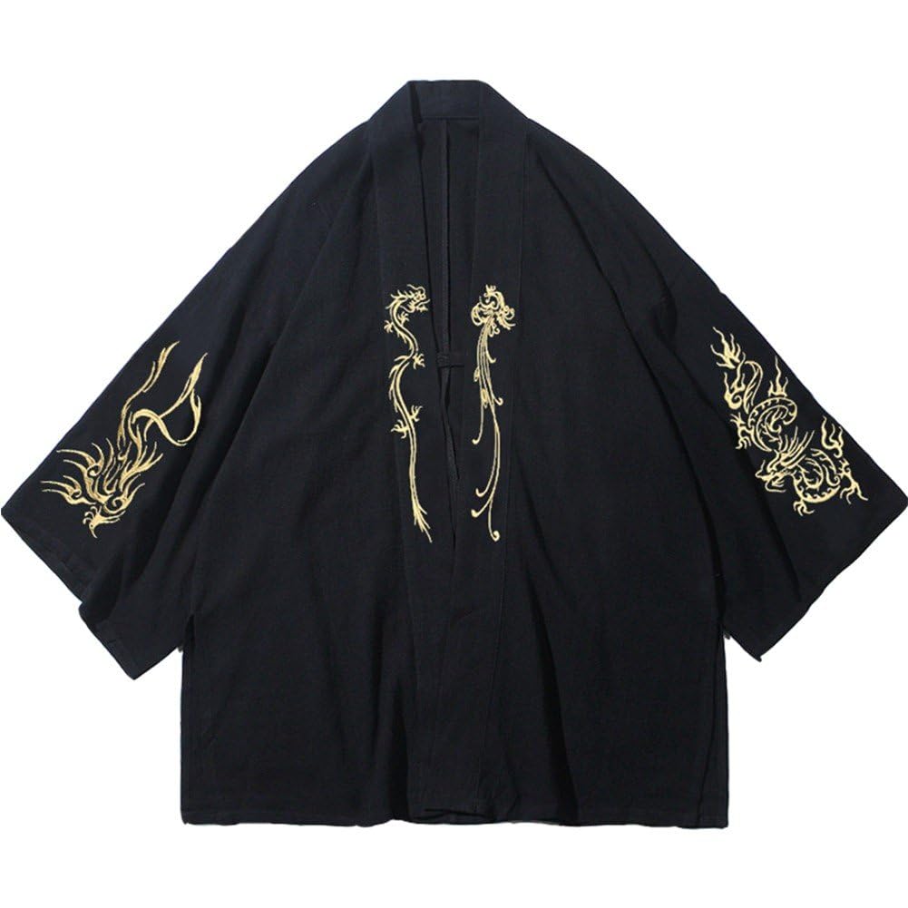 Cardigan Kimono Japonais pour Hommes veste Haori aux finitions soignées style Samouraï épuré
