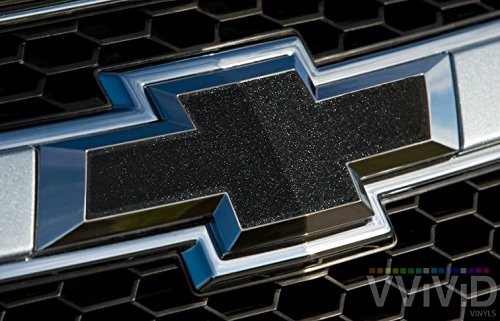 VVIVID Black Metallic Auto Emblem Vinyl Wrap Overlay Cut-Your-Own Decal For Chevy Bowtie