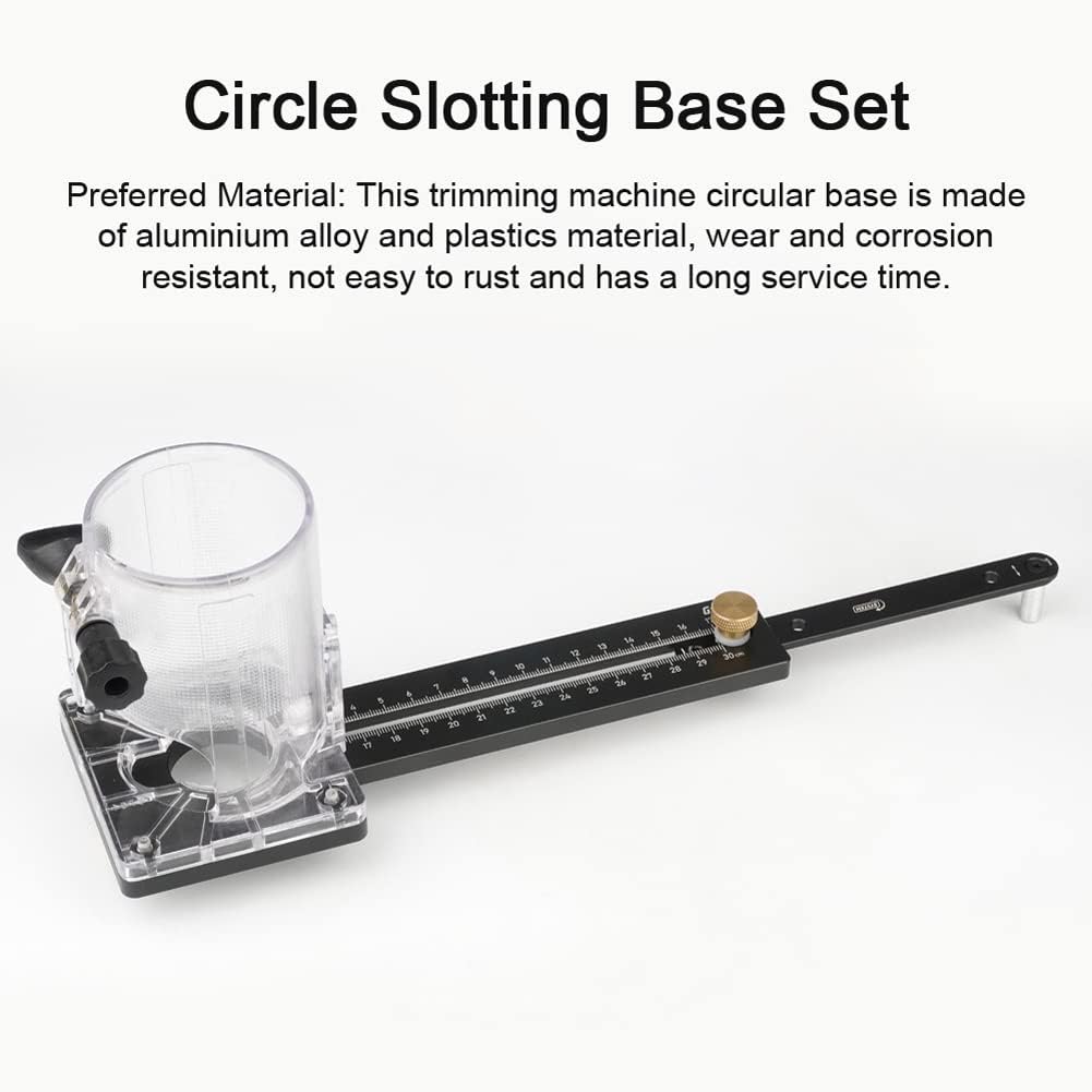 Aluminium Alloy Woodworking Electric Trimming Hine Circle Cutting Jig Wood Router Milling Circle Slotting Base Straight Line Backer Set 2 Position Ways for 65mm Diameter Trimmer