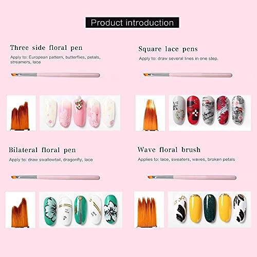 8Pcs Nail Art Pen For Professional Salons Ombre Nail Brush And Home Diy Nail Art Nail Designs (Pink) #TOP1