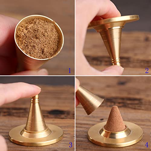 Bolwhao Incense Cone Mold/Mould,Diy Incense Making Kit,Incense Holder For Sticks,Mini Dual-Purpose Copper Incense Cone With Detachable Ash Catcher(2 Styles) #TOP2