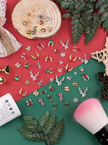 Ebanku 60 Pcs Nail Charms Decorations 3D Colorful Charms For Nails Alloy Christmas Tree Bell Elk Snowflake Nail Art Charms Rhinestones Christmas Santa Gems Jewels Diy Nail Art Decoration #TOP2