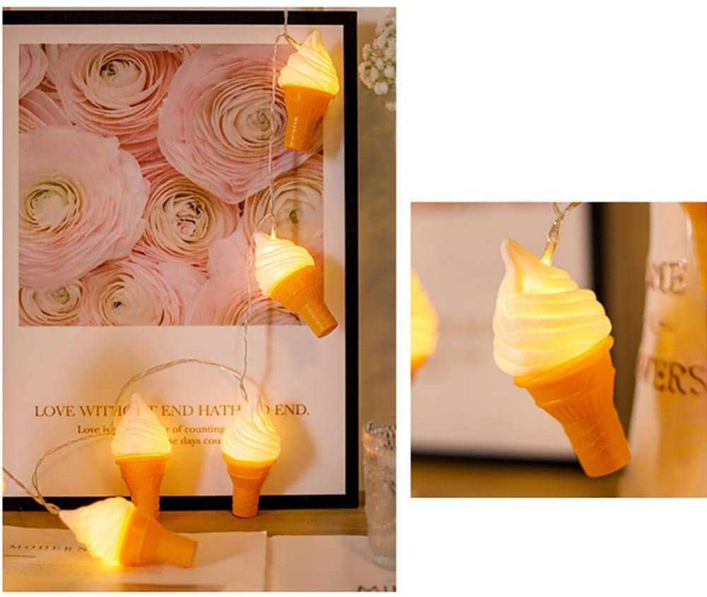 Cadena de luces creativas | Luces decorativas blancas cálidas 10LED 6,5 pies | hadas con pilas for fiestas cumpleaños en interiores que(Sandwich)