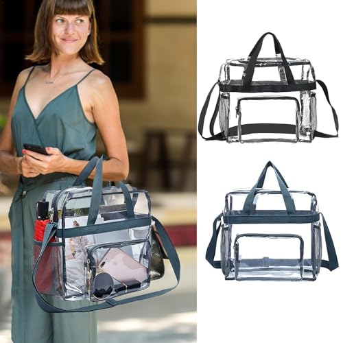 1/2 Pcs Tote Bag - Portable Pvc Beach Organizer, Clear Shopping Tote Bag | Transparent Tote Pouch with Handle,4