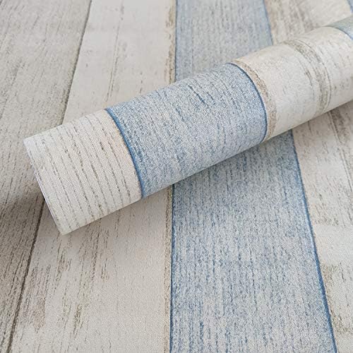 Wollzo Self-Adhesive Wallpaper 45cm x 500 cm | Vintage Stripped Blue and White DIY Stickers | 3D Wallpaper for Walls | Wall Paper for Living Room |Wall Stickers for Home Decor