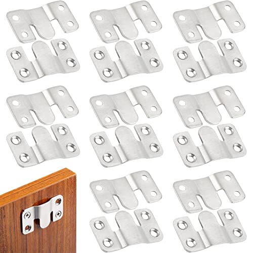 Image of 16Pcs Stainless Steel Interlock Hanging Buckle,Flush Concealed Mount Brackets Stainless Steel Z Clip Bracket Interlock Hanging Buckle for Picture Display Art Gallery