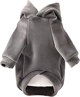 Dog Hoodie Cotton Coat Sweater Pet Puppy Cat Winter Warm Outdoor Pullover Solid Color Dog Clothes Fleece Jumper For Small Medium Pets Gray XL