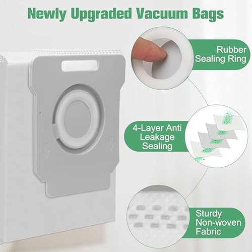 Miniatura 4 de Paquete de 20 bolsas de vacío compatibles con iRobot Roomba i & J & s Series i7 i7+ i3 i3+ i4 i4+ i6 i6+ i8 i8+ j7 j7+ s9 s9+Plus (gris-20 unidades)