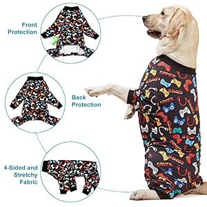 LovinPet Large Dog Pajamas Pitbull Boxer Dogs - Game Console Print, Wound Care/Post Surgery Dog clothes, Pet Anxiety Relief, Lightweight stretchy Big Dog Pullover shirt, Large Dog Jammies/Large LovinPet Large Dog Pajamas Pitbull Boxer Dogs – Game Console Print, Wound Care/Post Surgery Dog clothes, Pet Anxiety Relief, Lightweight stretchy Big Dog Pullover shirt, Large Dog Jammies/Large