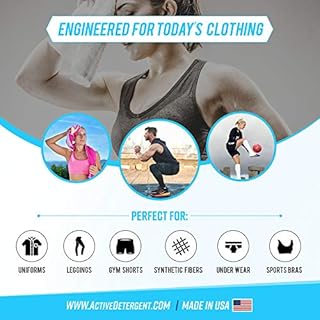 Active Wear Laundry Detergent & Soak - Formulated for Sweat and Workout Clothes - Natural Performance Concentrate Enzyme Booster Deodorizer - Powder Wash for Activewear Gym Apparel (90 Loads)