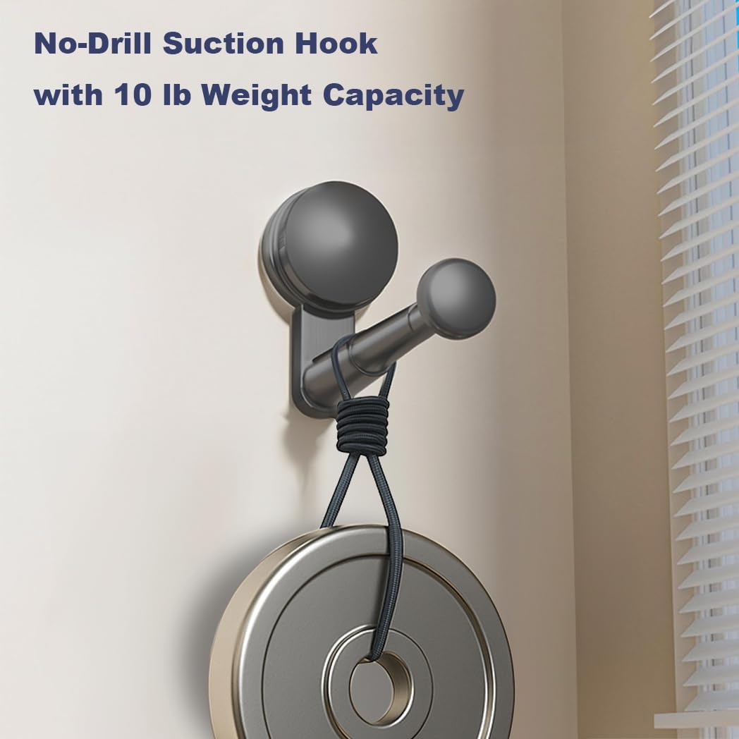 Suction Cup Hanger Rack, Adjustable No-Drill Wall Mounted Organizer for Closet, Laundry Room or Shower, Space Saving Hanger Storage, Grey, 2-Pack
