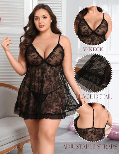 Avidlove Plus Size Women Sexy Lace Babydoll Chemise - image 2