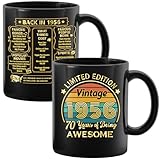 QUPT 70th Birthday Gifts for Women Men, 70th Birthday Gifts for Him, 1956 Birthday Gifts for Women Men, 70 Years Old Gifts, 1956 Birthday Gifts for Her Him, 70th Birthday Presents Coffee Mug