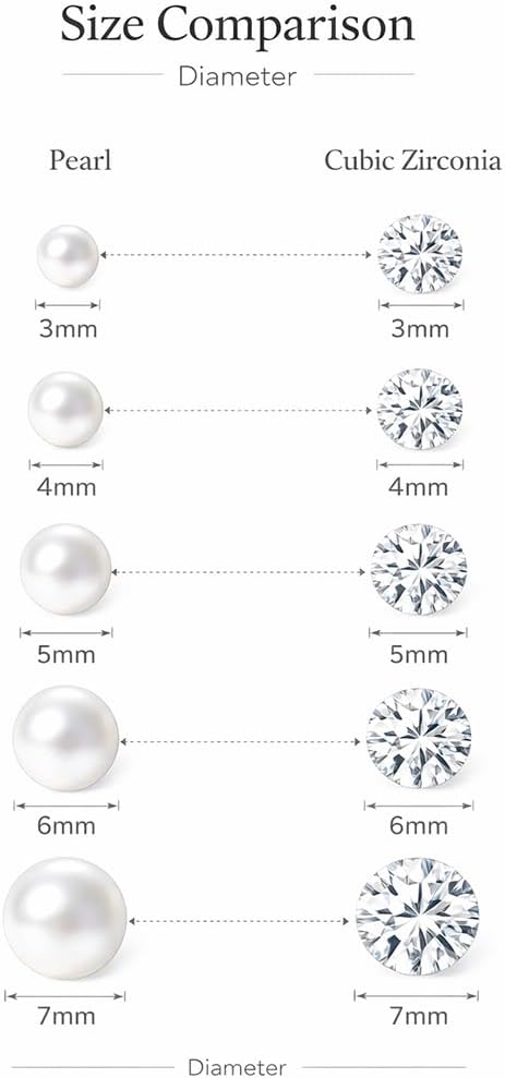 10 Pairs 14K Gold Plated Stud Earrings for Women, Pearl Ball Cubic Zirconia Hypoallergenic Jewelry Sets Piercing Studs Earrings for Women Gift