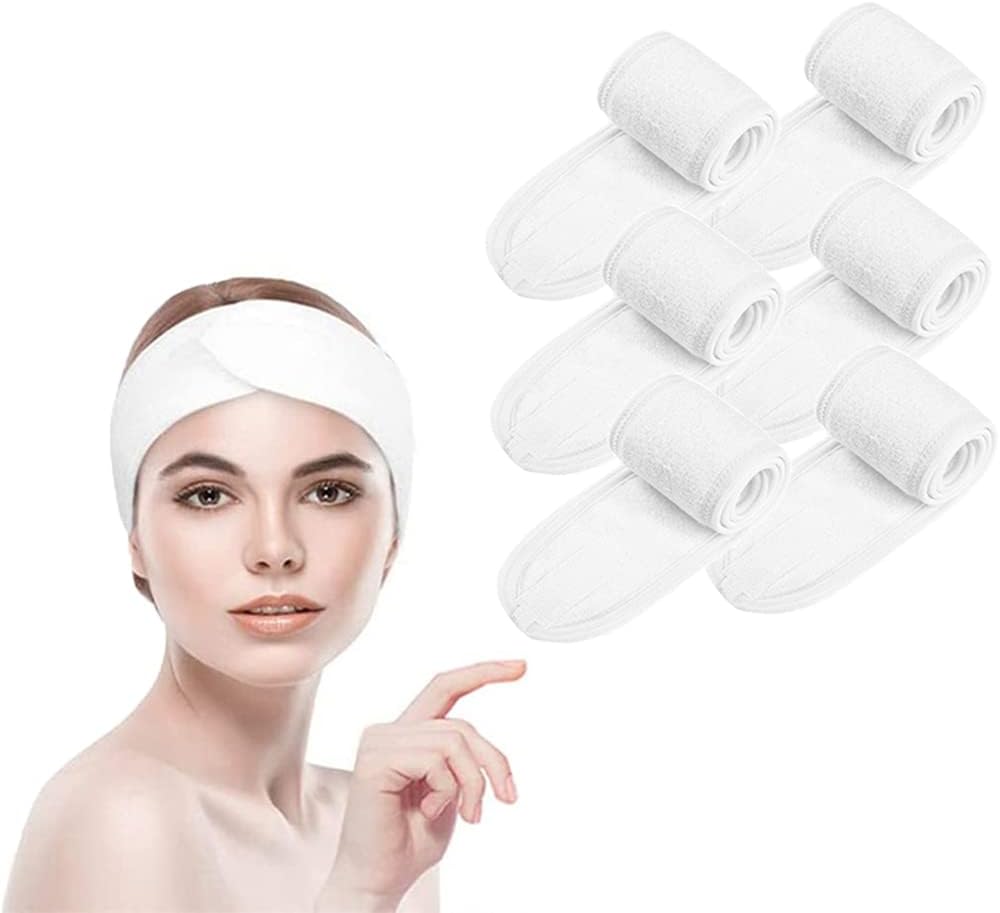 6 Pcs Spa Facial Headband,Makeup Head Wraps for Women,Adjustable Skincare Hair Band for Washing Face,Bath,Sport&Yoga