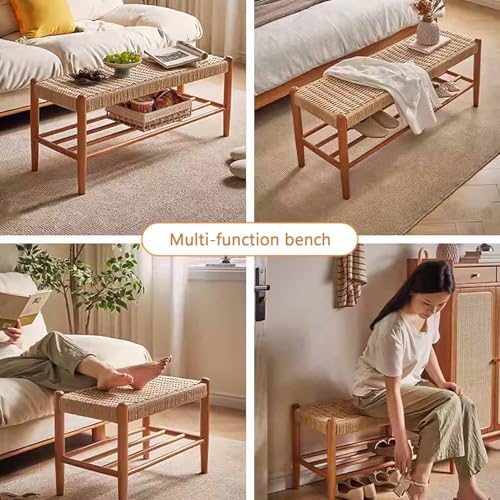 Banc à chaussures en bois cerisier 60 cm pour entrée chaleureuse - 7