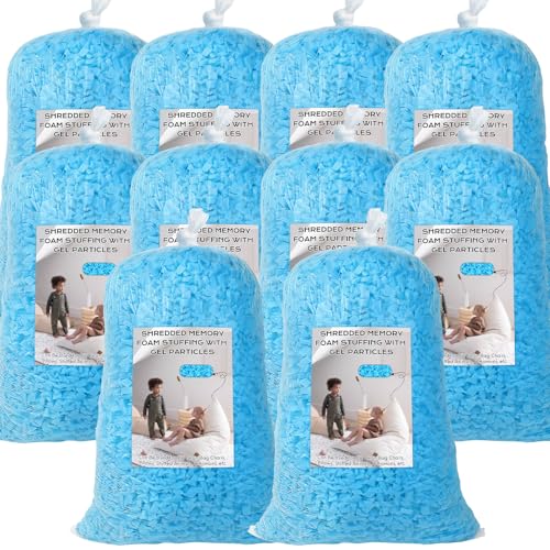 Garifon 50 lb Bean Bag Filler - Shredded Memory Foam with Blue Gel Particles