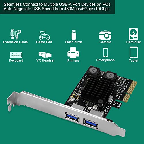 Febsmart Usb 3.1 Gen2 2X 10Gbps Usb-A Ports Pcie Usb Expansion Card For Windows 11, 10, 8.X, 7 (32/64Bit), Windows Server, Linux And Mac Os Desktop Pcs, Built In Self-Powered Technology (Fs-A2-Pro) #TOP3