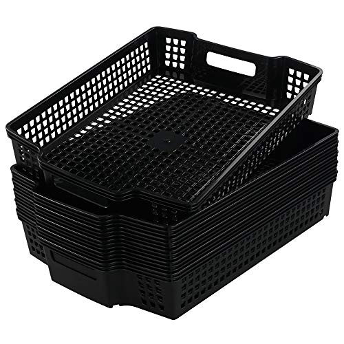 Anbers Lot de 6 paniers de rangement empilables en plastique Noir