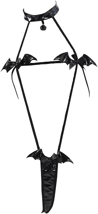 Womens Bat Cosplay Lingerie Micro Bikini Devil Halloween Costume Suspender Babydoll