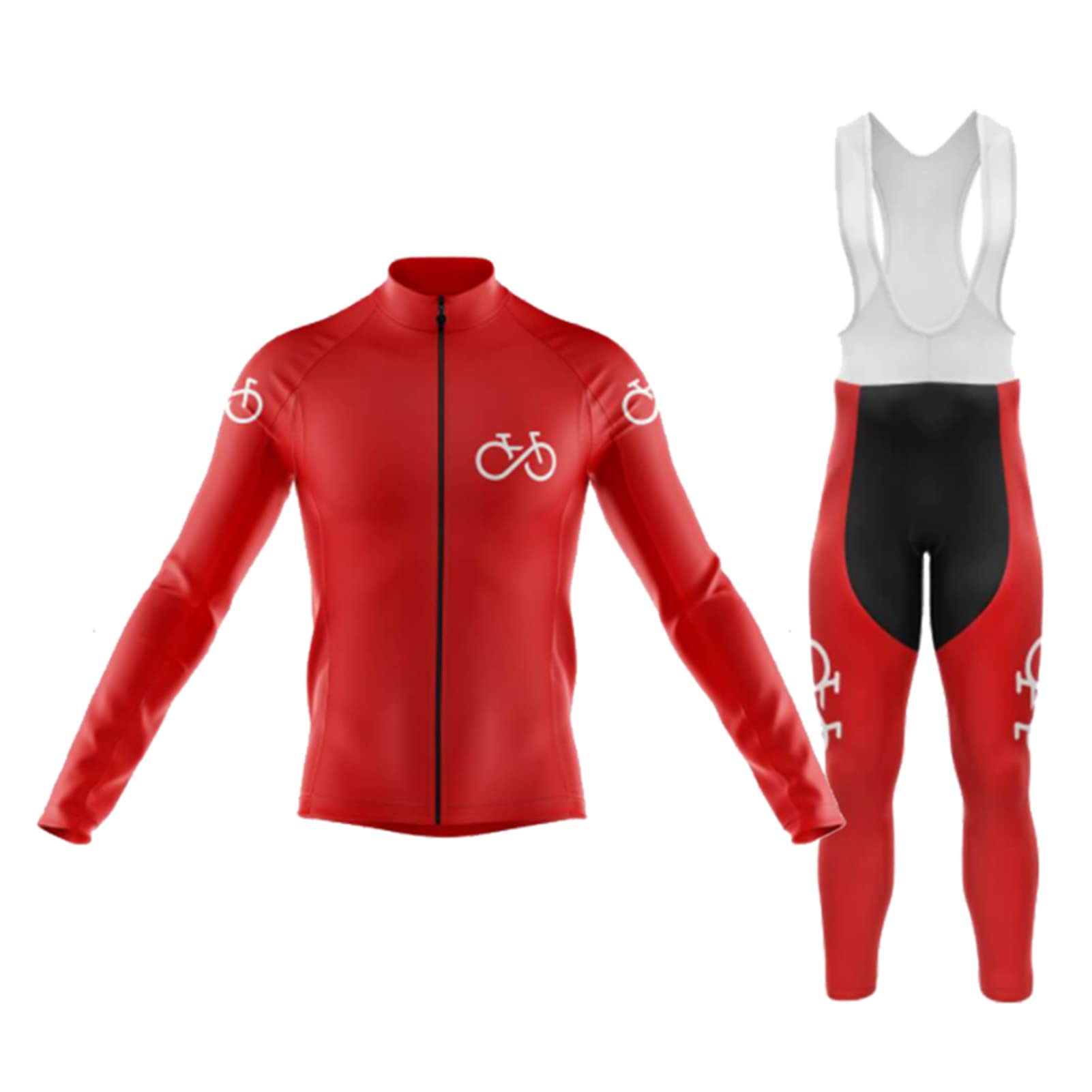 Maillot de Ciclismo Hombre Pantalones Largos Mangas Largas de Ciclismo Conjunto de Ropa Maillot Otoño Invierno Primavera 3D Acolchado+Bib Pantalones Culote de Ciclista Largo