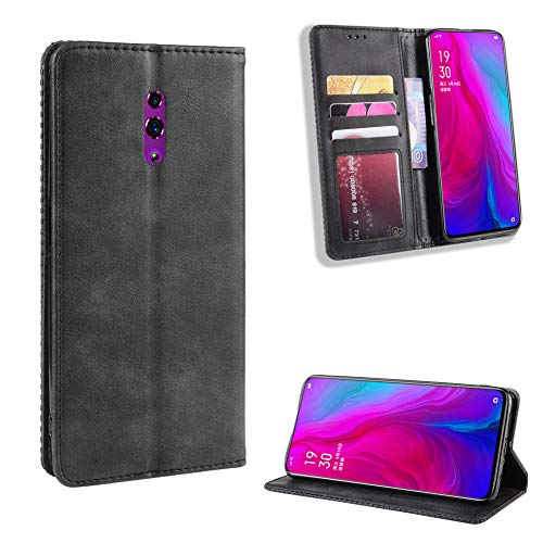 Jielangxin Cover per Oppo Reno,Custodia in Pelle Custodia per Oppo Reno CPH1917 Custodia Case Cover Black
