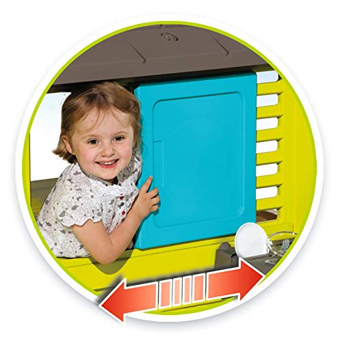51ILQewEAuL Smoby - Maison Pretty + Cuisine d'Eté - Cabane de Jardin Enfant - 2 Fenêtres avec Persiennes + 17 Accessoires - 810711