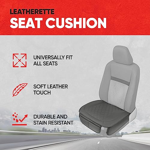 Image of Motor Trend Car Seat Cushion, 2 Pack - Diamond Stitched Faux Leather Seat Covers for Cars Trucks SUV, Gray Padded Car Seat Covers with Storage Pockets, Premium Automotive Seat Covers for Front Seats