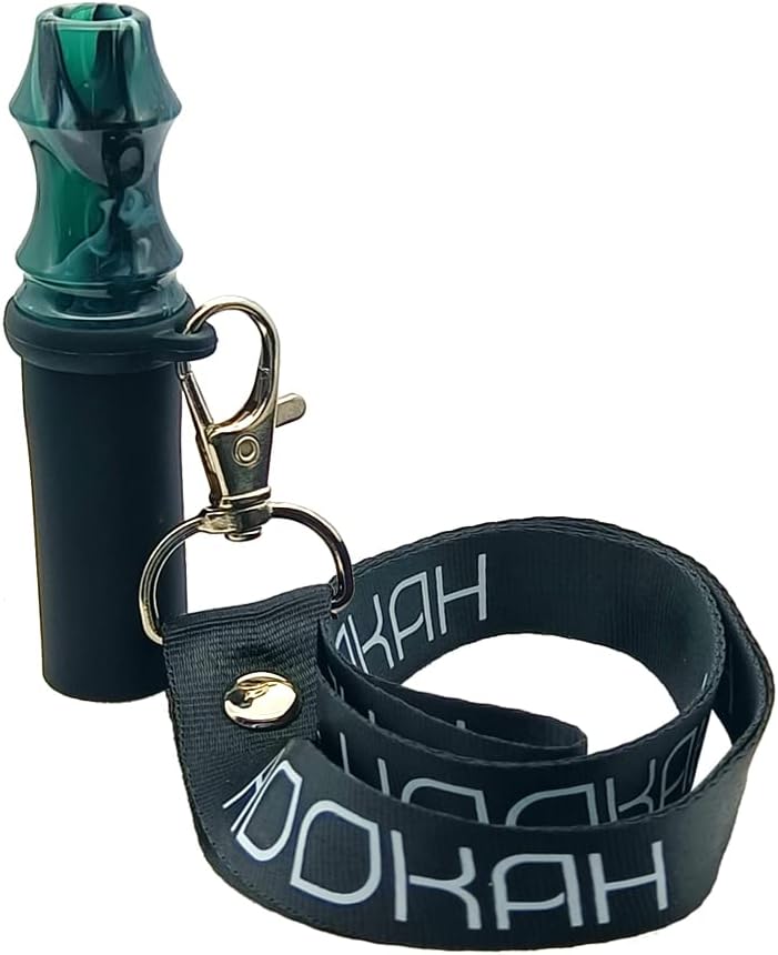 Hookah Tips Resin Hookah Mouth tips Silicon Universal Resuable Hookah Mouth Premium Shisha Hose Mouth Accessories with Adjustable Leather Lanyard (Green and Black)