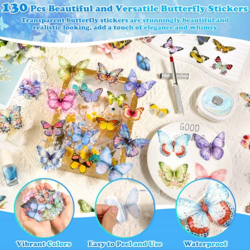 Image of 284 Pcs Real Dried Pressed Flowers & Butterfly Stickers for Resin Crafts