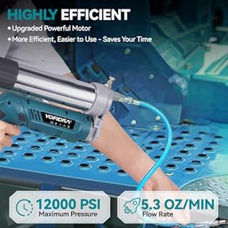 Yofidra Electric Grease Gun - 2 in 1 Design, 12000PSI, 5.3 oz/min Flow, Cordless Grease Gun with 2×3000 mAh Batteries and Charger, 90° Swivel Coupler, Efficient for Truck, Construction, Farm