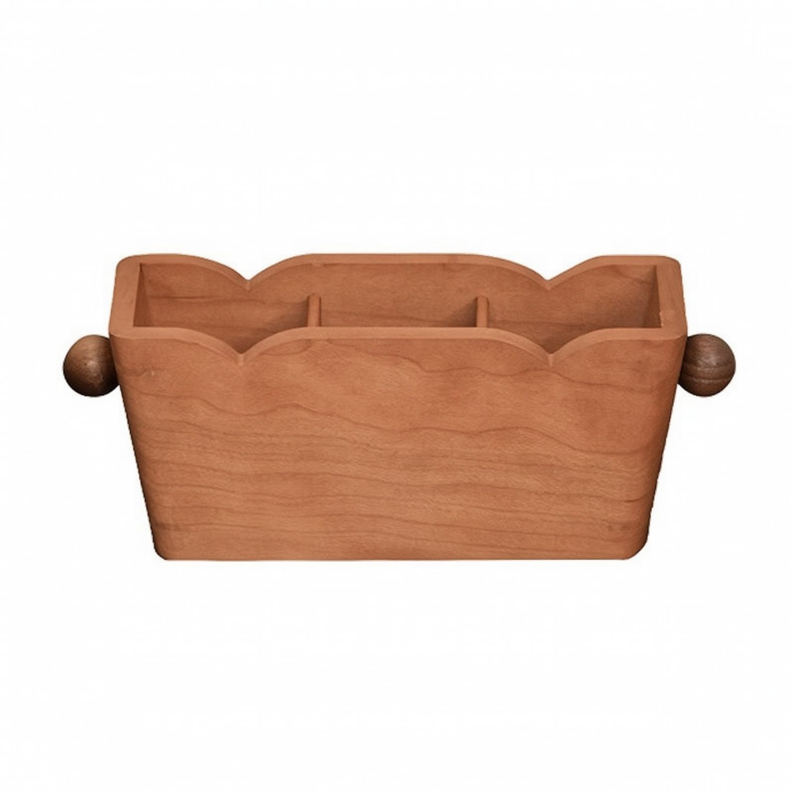 Baoblaze Contenitore da Tavolo in Legno di con Finitura Rustica E Due Scomparti Separati per Telecomandi E Chiavi Adatto per Ingresso Living, 3-Comp Cherry-walnut