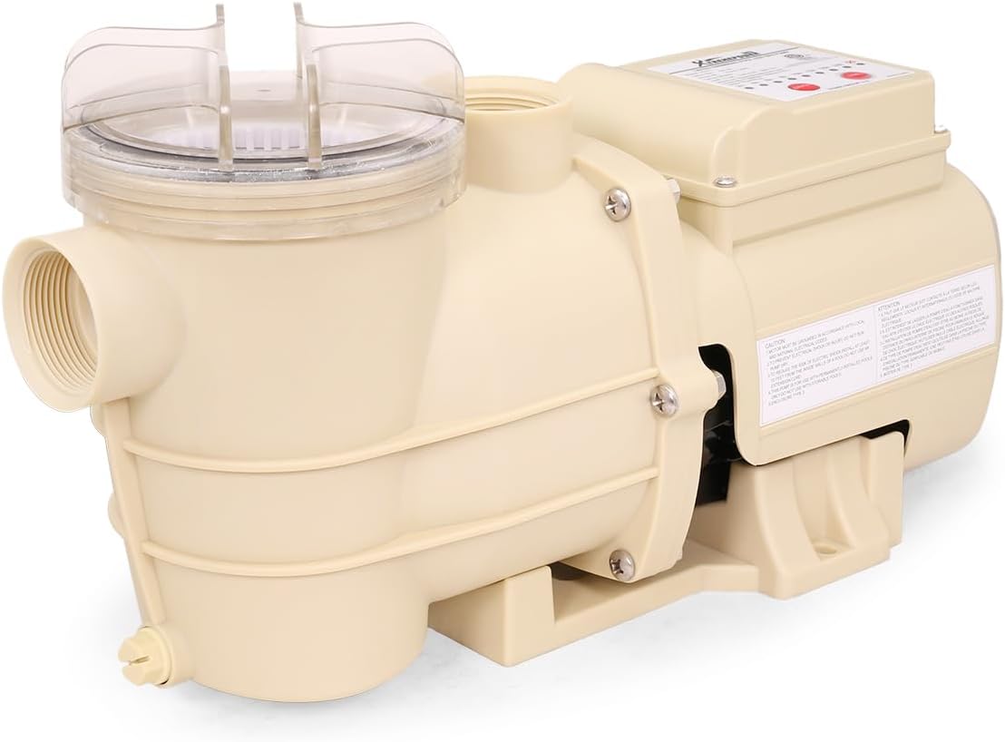 XtremepowerUS 1/2HP Swimming Pool Pump for Above Ground Self Primming High-Flow Pump Pool Spa Pond 1.5-inch Inlet/Outlet (3120 GPH, Timer, 115V)
