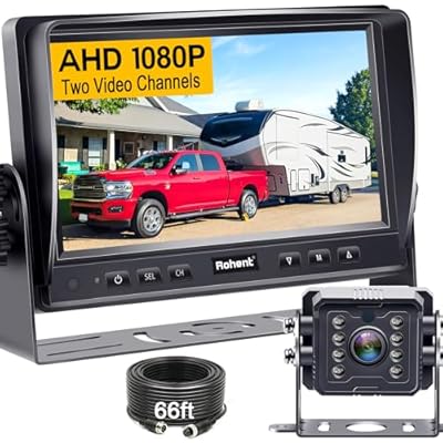 HD 1080P Wired RV Backup Camera System - with 170° Wide-Angle Lens, Night Vision, Waterproof IP69, Easy DIY Installation for RVs, Trucks, and Trailers by Rohent