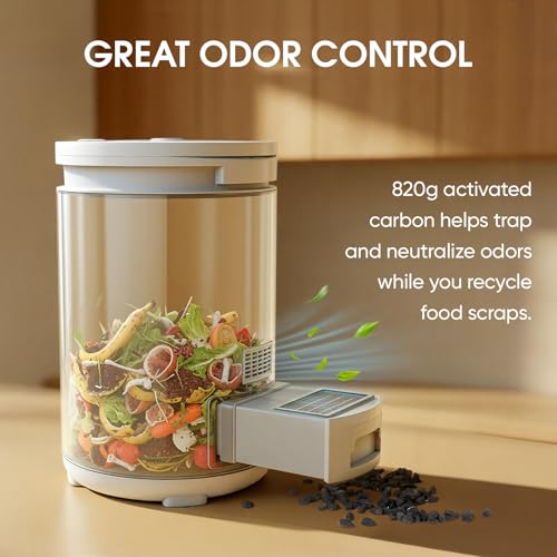 4.5L Electric Composter for Kitchen, Countertop Compost Bin with 820g Activated Carbon Filter, 4 Smart Modes, Odorless & Quiet Smart Compost Bin Kitchen, Turn Scraps to Pre-Compost - Thumbnail 5