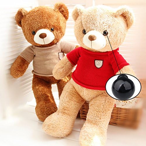 kuou Siming 100 pcs Plastic Safety Eyes, 6-12 mm Black Safety Eyes Doll Making with Washer for Toy Making DIY Crafts
