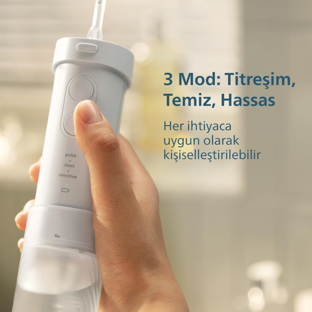 Philips Sonicare Kompakt Ağız Duşu, 3 Modlu, 200ml Su Hazneli, USB Şarjlı, 360° Başlık, Titreşim ve