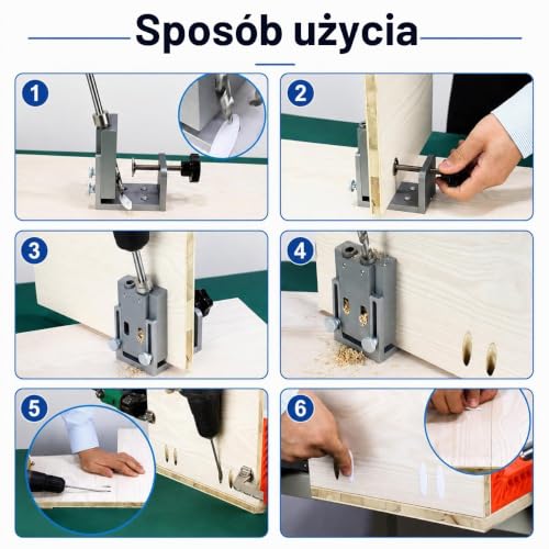 Uadme Zestaw wierteł do uchwytów kieszeniowych, 9mm wiertełko spiralne wielostopniowe, wiertło do uchwytów kieszeniowych z ogranicznikiem głębokości i kluczami, do prowadnic kieszeniowych