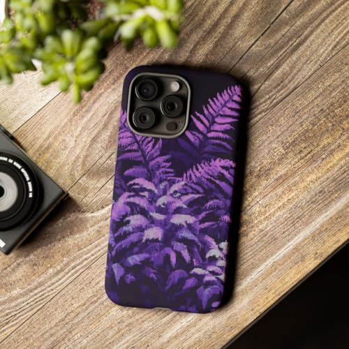 Pixel Art Purple Fougères coque rigide mate compatible iPhone 15 Pro Max - 3