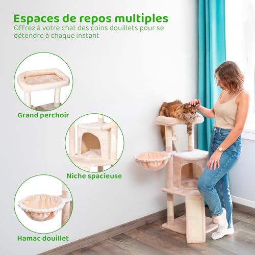 Arbre a chat de qualité supérieure garanti 5 ans en peluche
