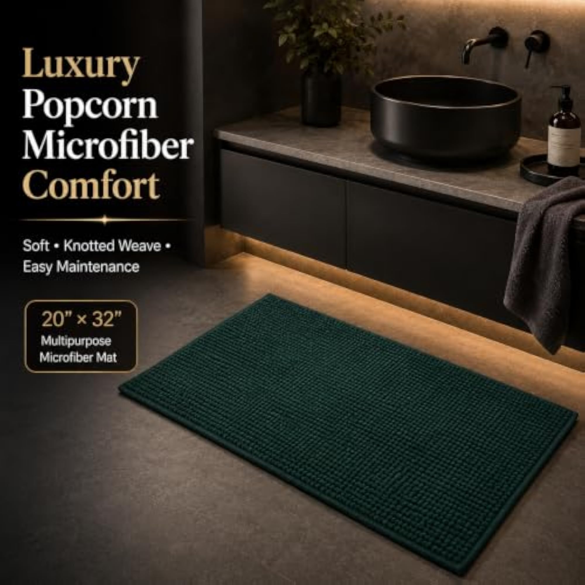 Premium Popcorn Microfiber Bath Mat, Ultra Soft Rug