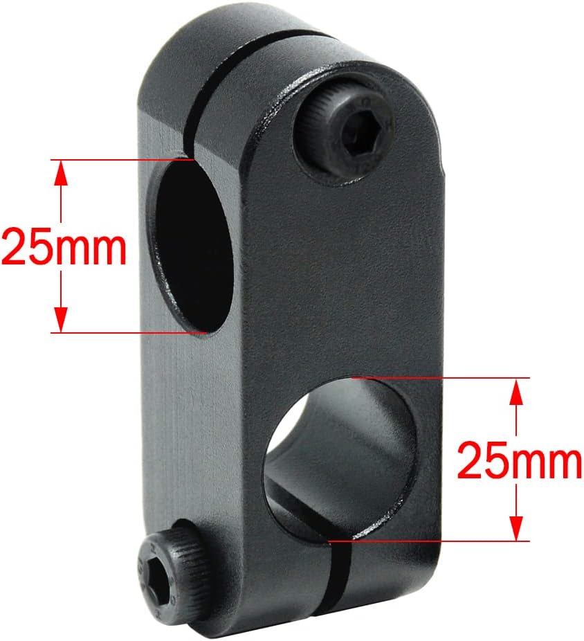 AUZHU- STH - Metric - Aluminium Alloy Bracket Guide Shaft Supports Two-Way Connector Clamps Double-Hole strut Clamps Tube clamp connectors Clamp mountings Column clamp Fixture Size: D25 mm - K25 mm