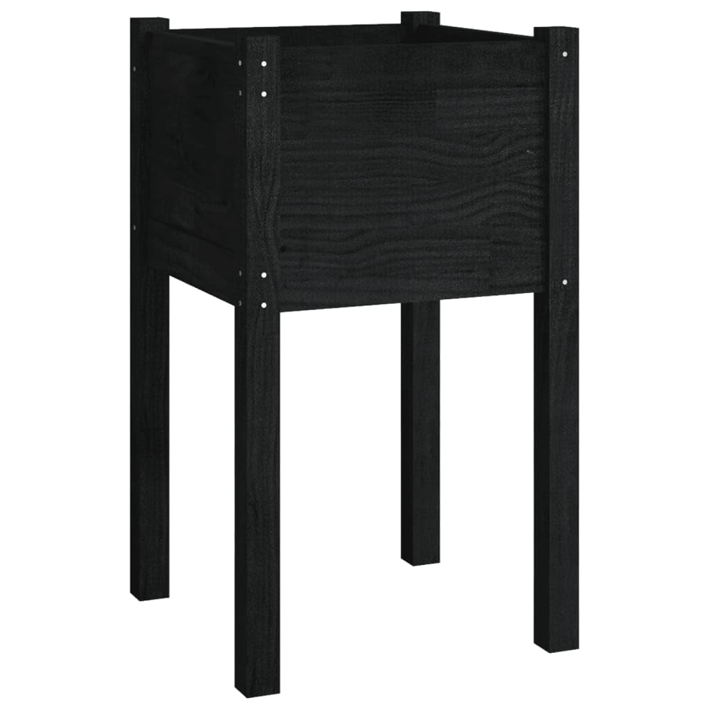 Donice ogrodowe 2 szt czarne 40x40x70 cm drewno sosnowe wysokie skrzynie na kwiaty taras balkon odporne na warunki atmosferyczne