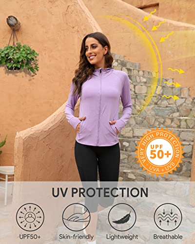 We1Fit Women's Upf 50+ Sun Protection Jacket Hoodie Sun Shirts Hiking Running Athletic Shirt Purple #TOP5